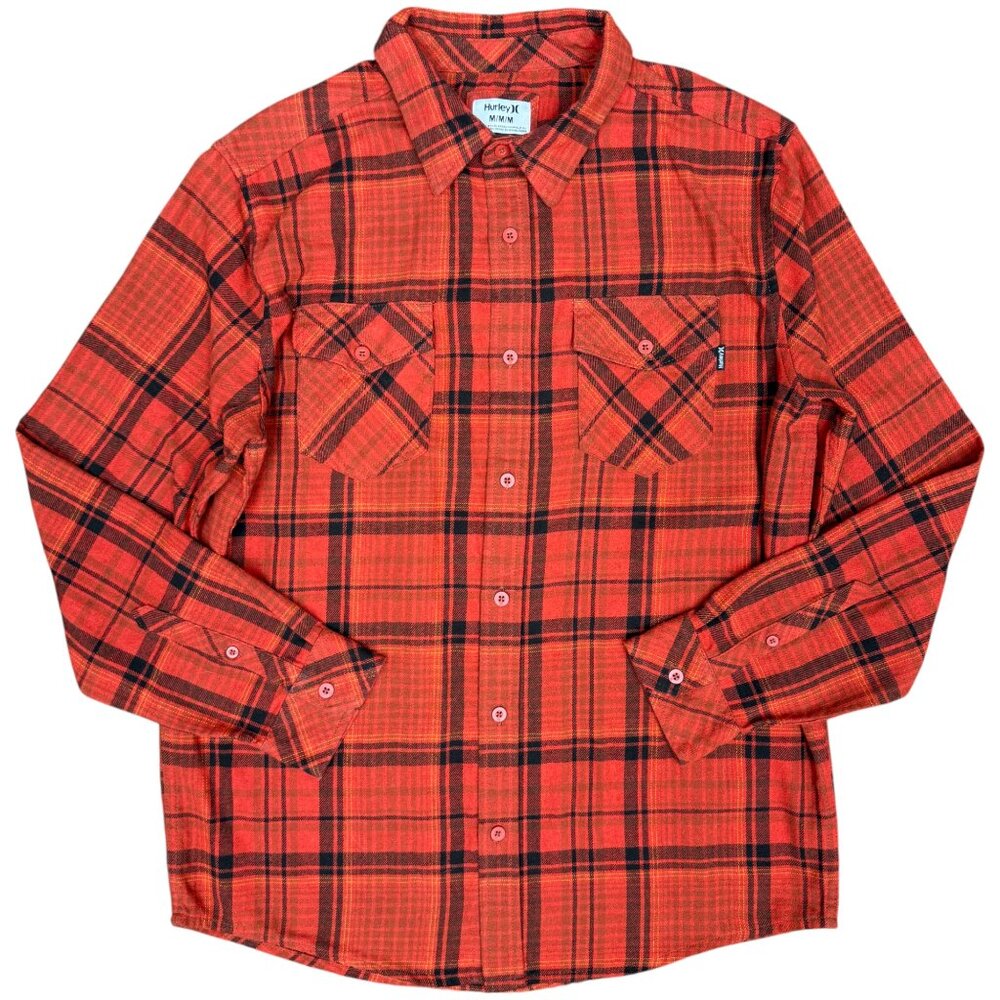 EUC Men's HURLEY Long Sleeve Plaid Flannel Button Down‎ Shirt | Size M